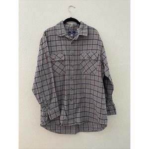 Burry Lane Button Down Flannel Shirt Mens Size XXL Red Grey Blue Plaid Heavy